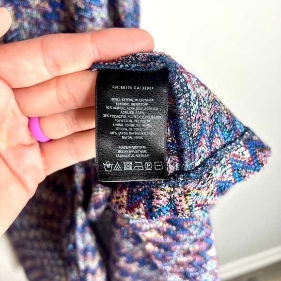 Anthropologie Maeve Westwater Knit Chevron Stripe Drop Waist Dress Retro Boho M - Picture 9 of 10